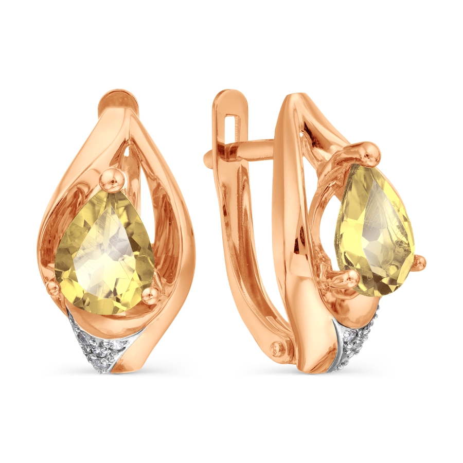 Серьги с цитринами и фианитами Линии Любви, Серьги Т147028869 
Серьги с цитринами и фианитами Линии Любви, Серьги Т147028869