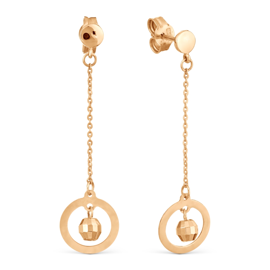 Серьги из красного золота Линии Любви, Серьги Т100029853 
Серьги из красного золота Линии Любви, Серьги Т100029853