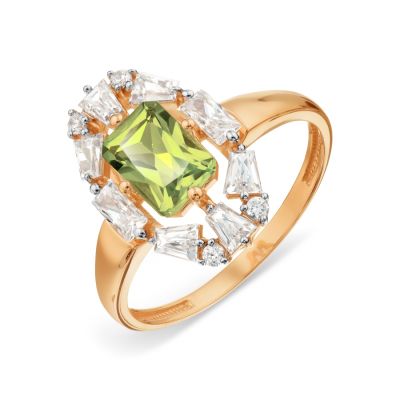 

Кольцо с хризолитом и Swarovski Zirconia Линии Любви, Кольцо Т143018802