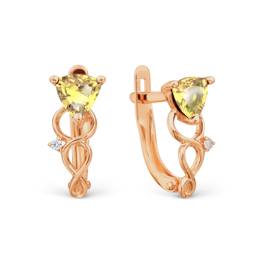 

Серьги с цитринами и фианитами Линии Любви