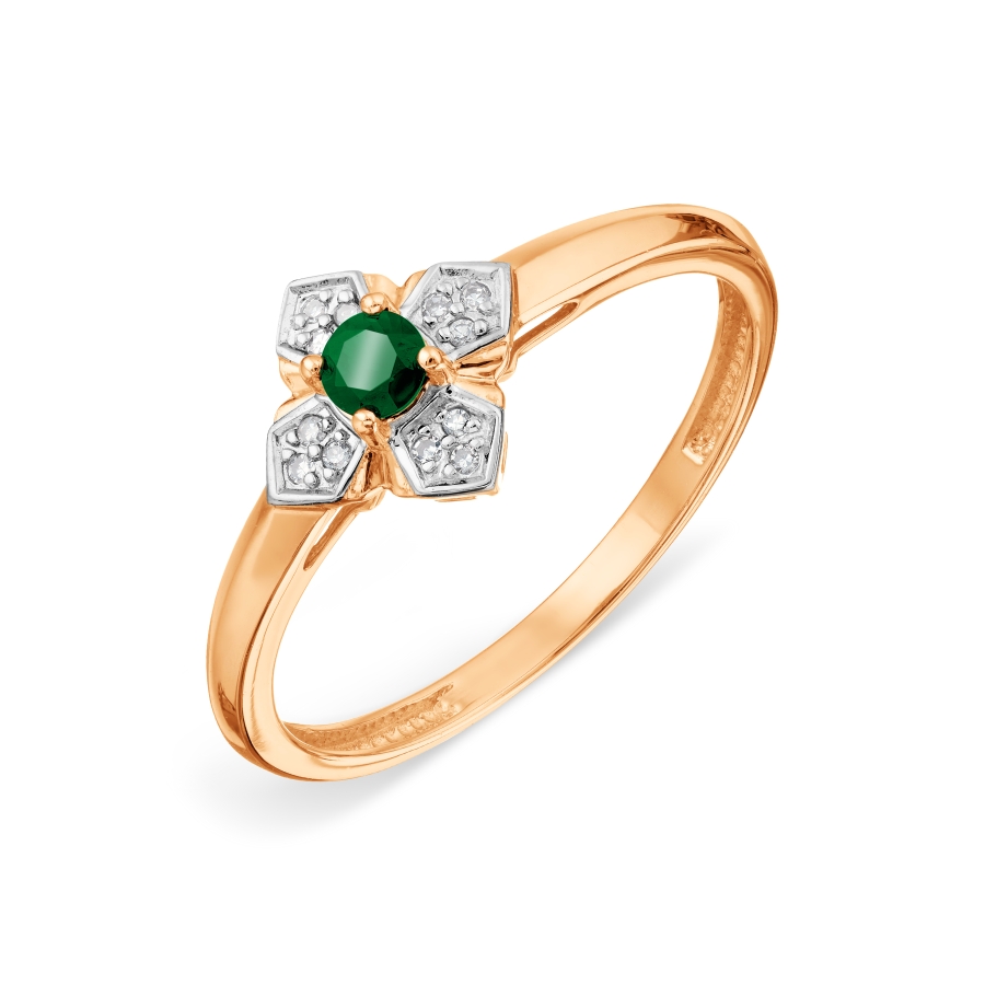 Кольцо с изумрудом и бриллиантами Линии Любви, Кольцо Т14601А125