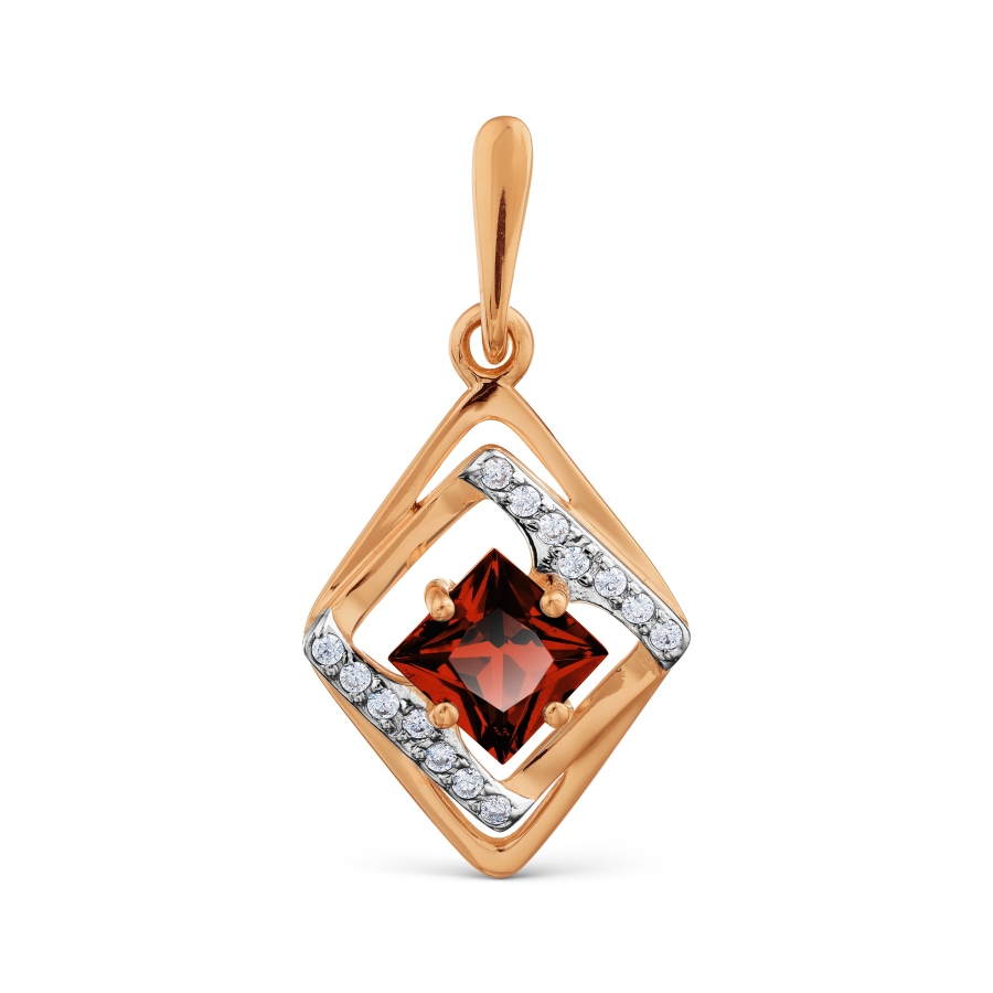 

Подвеска с гранатом и фианитами Линии Любви, Подвески и кулоны Т147034985