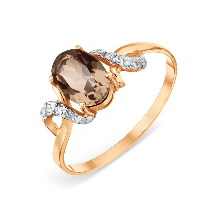 

Кольцо с раухтопазом и Swarovski Zirconia Линии Любви, Кольцо Т143015718