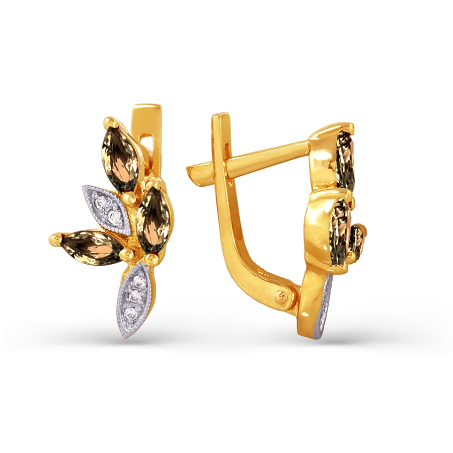 

Серьги с раухтопазами и фианитами Линии Любви