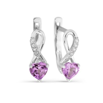

Серьги с аметистами и фианитами Линии Любви, Серьги Т303026397-01