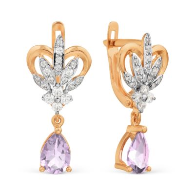 

Серьги с аметистами и Swarovski Zirconia Линии Любви, Серьги Т143029300