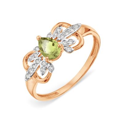

Кольцо с хризолитом и Swarovski Zirconia Линии Любви, Кольцо Т147018941