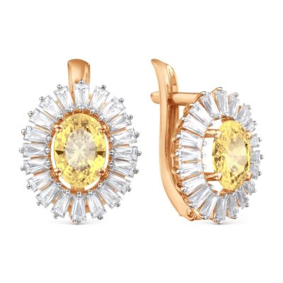 

Серьги с цитринами и Swarovski Zirconia Линии Любви, Серьги Т143028893