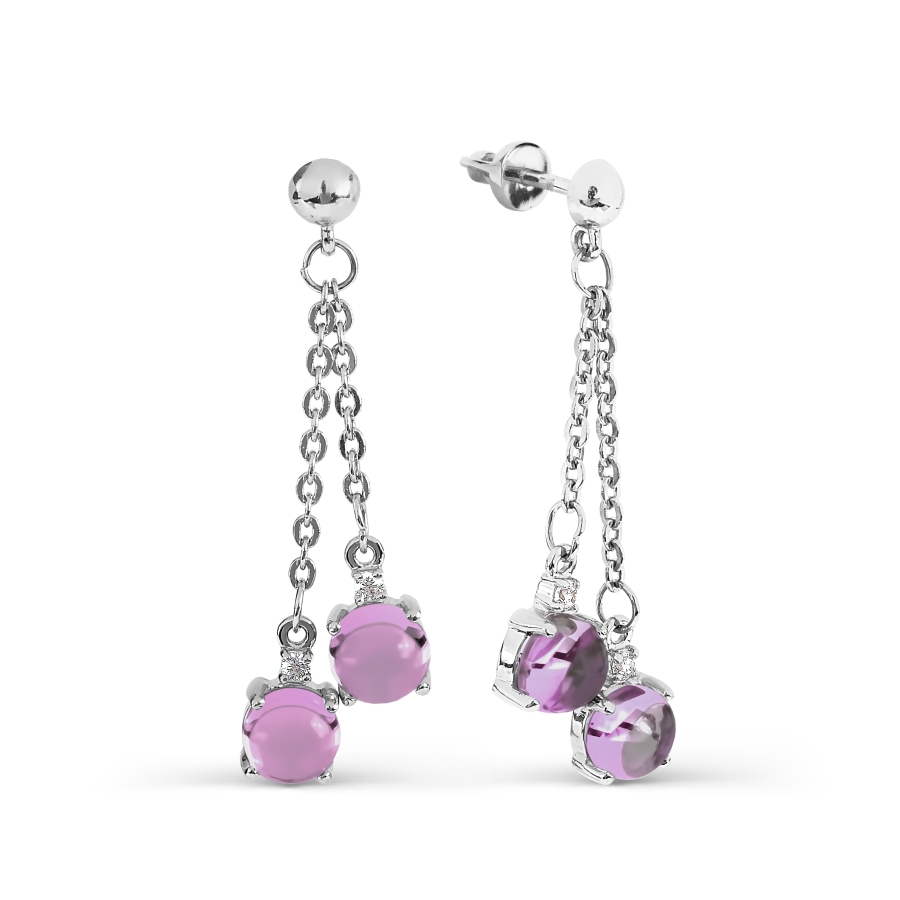 

Серьги с аметистами и фианитами Линии Любви, Серьги Т303026695-04