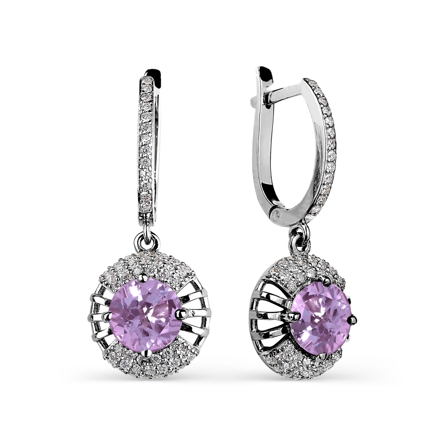 

Серьги с аметистами и фианитами Линии Любви, Серьги Т303025329