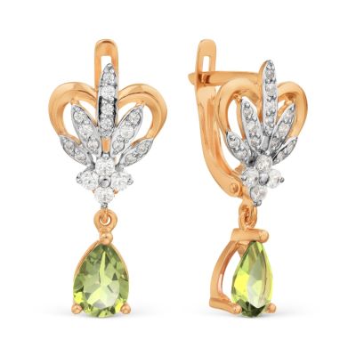 

Серьги с хризолитами и Swarovski Zirconia Линии Любви, Серьги Т143029300