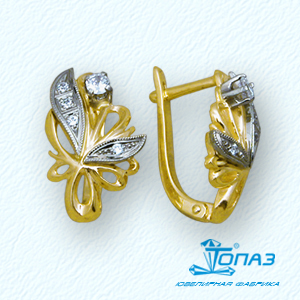 

Серьги с фианитами Линии Любви, Серьги Т93202539