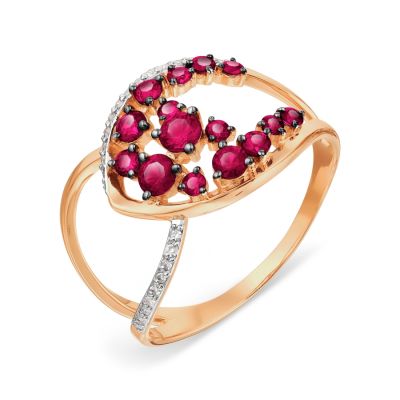 Кольцо с рубинами и бриллиантами Линии Любви