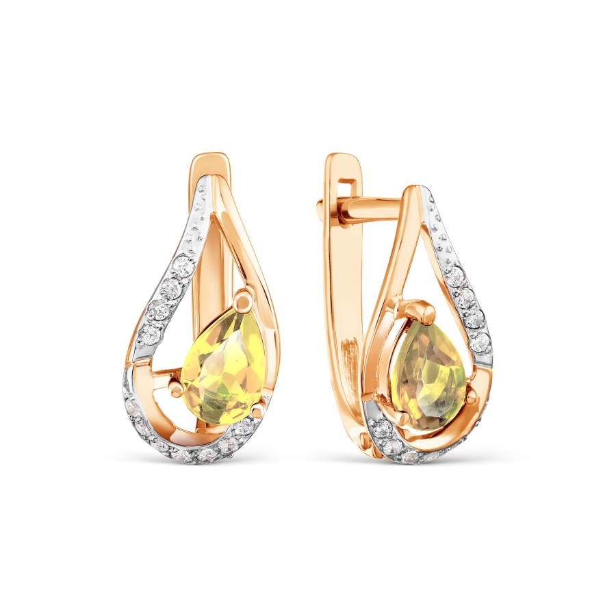 

Серьги с цитринами и Swarovski Zirconia Линии Любви, Серьги Т143025955