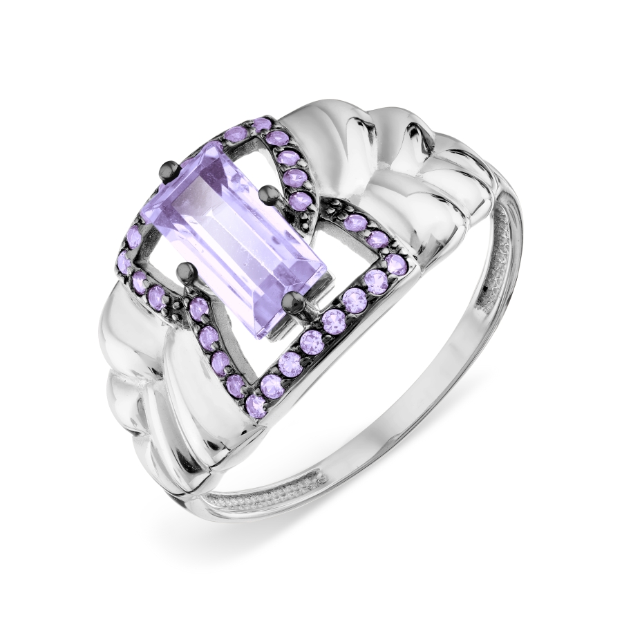 

Кольцо с аметистом и фианитами Линии Любви, Кольцо Т307018533-01