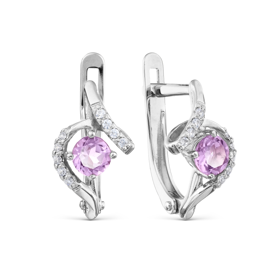 

Серьги с аметистами и Swarovski Zirconia Линии Любви, Серьги Т303025956