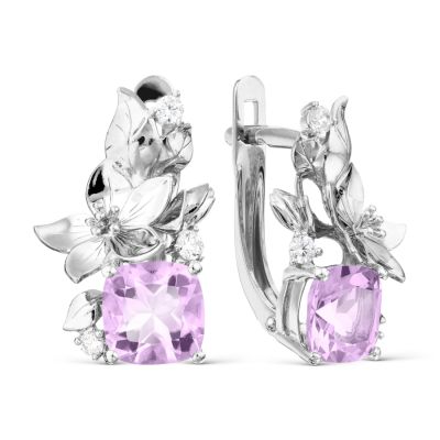 

Серьги с аметистами и фианитами Линии Любви, Серьги Т30302Б254