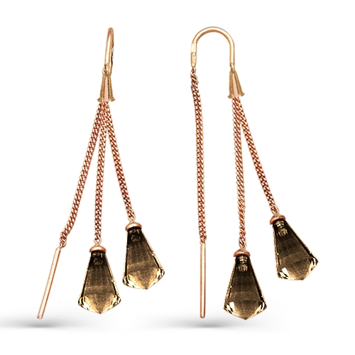 

Серьги с раухтопазами Линии Любви, Серьги Т10102799-02