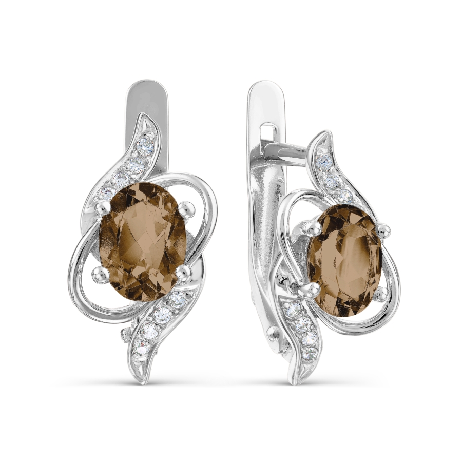 

Серьги с раухтопазами и фианитами Линии Любви