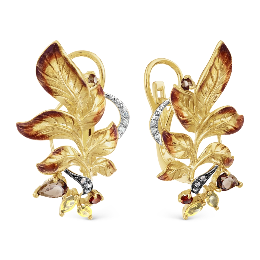 

Серьги с раухтопазами, цитринами и бриллиантами Линии Любви, Серьги Т941328410