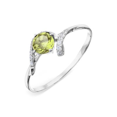 

Кольцо с хризолитом и Swarovski Zirconia Линии Любви, Кольцо Т303015721