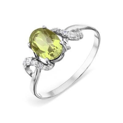 

Кольцо с хризолитом и Swarovski Zirconia Линии Любви, Кольцо Т303015718