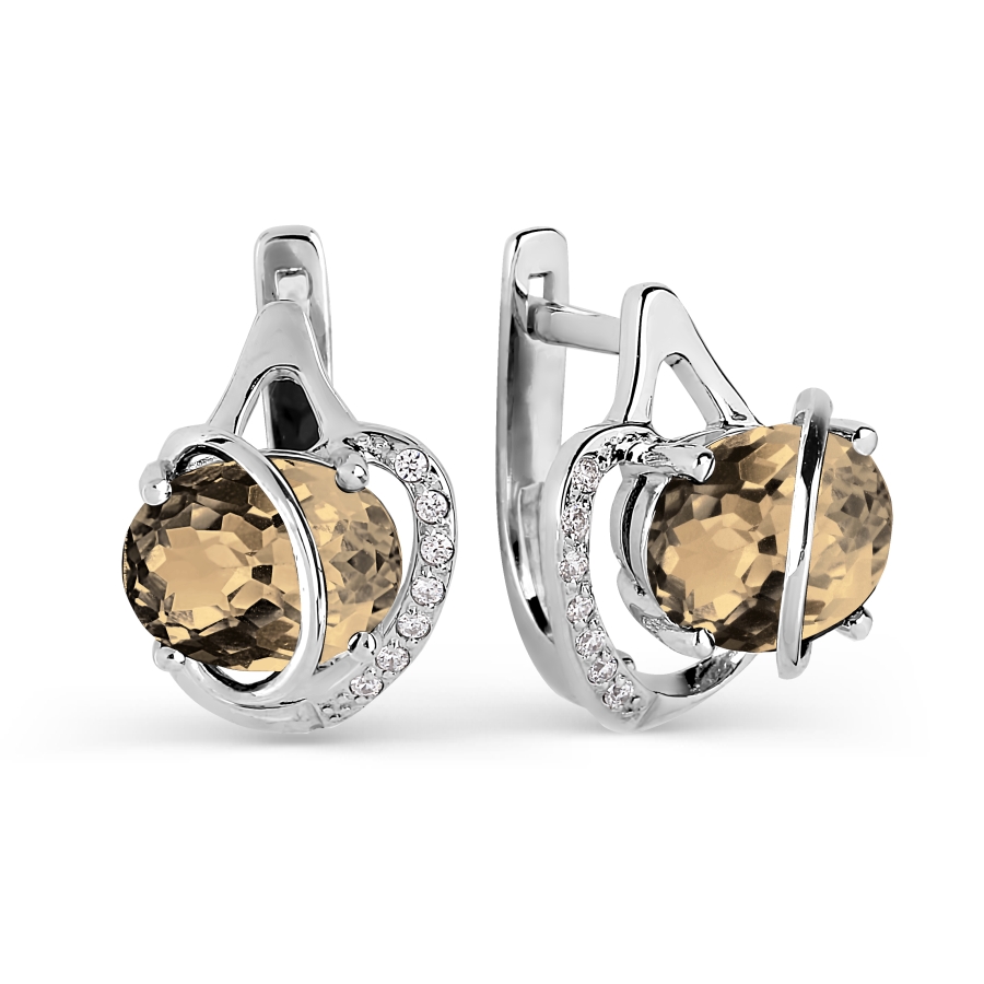 

Серьги с раухтопазами и фианитами Линии Любви