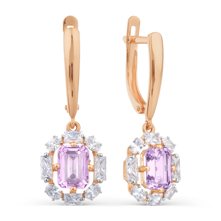 

Серьги с аметистами и Swarovski Zirconia Линии Любви, Серьги Т143028894