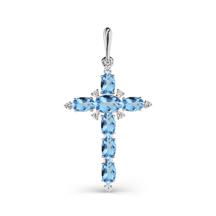 

Крестик с топазами и фианитами Линии Любви, Крестики Т30306553