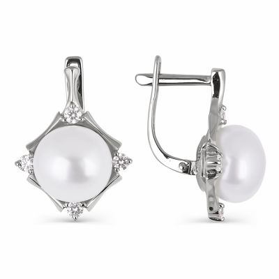 

Серьги с жемчугом и фианитами Линии Любви, Серьги Т308024348