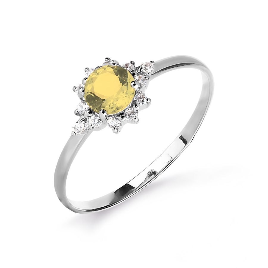 

Кольцо с цитрином и фианитами Линии Любви