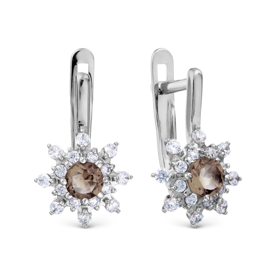 

Серьги с раухтопазами и фианитами Линии Любви