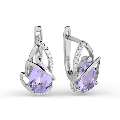

Серьги с аметистами и фианитами Линии Любви, Серьги Т303025487
