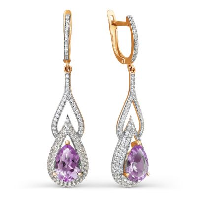 

Серьги с аметистами и фианитами Линии Любви, Серьги Т147027708