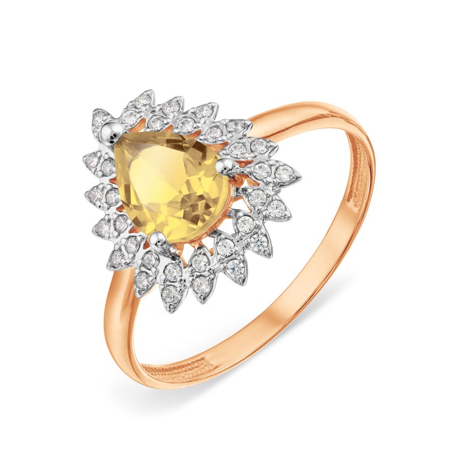 

Кольцо с цитрином и Swarovski Zirconia Линии Любви