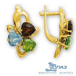 

Серьги с гранатами, топазами и хризолитами Линии Любви