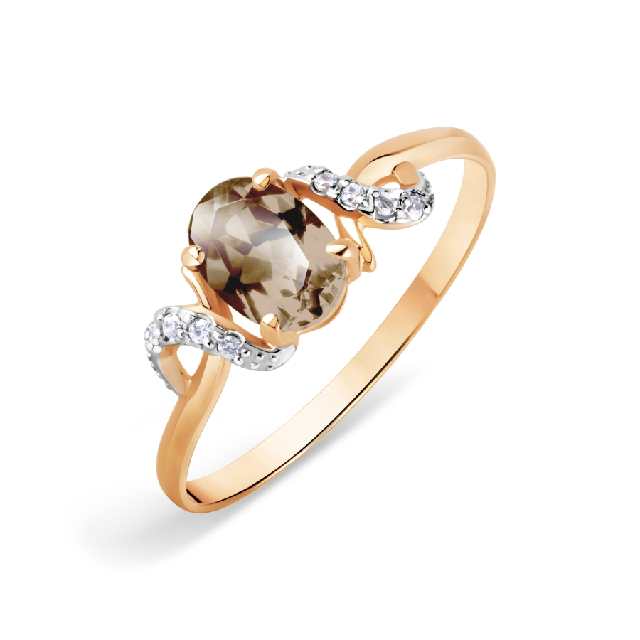

Кольцо с раухтопазом и Swarovski Zirconia Линии Любви, Кольцо Т143015718