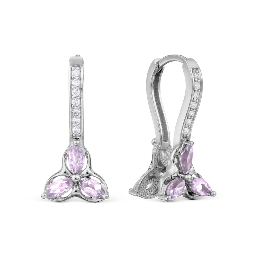 

Серьги с аметистами и фианитами Линии Любви, Серьги Т303029992