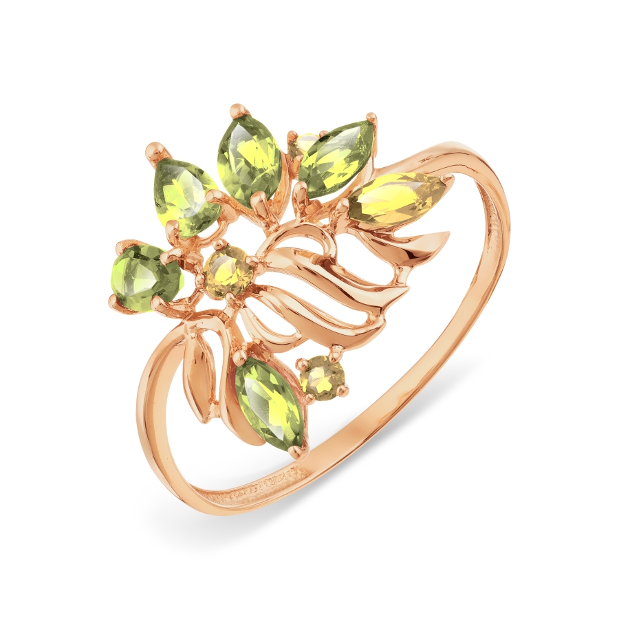 

Кольцо с хризолитами и цитринами Линии Любви, Кольцо Т101018217-01