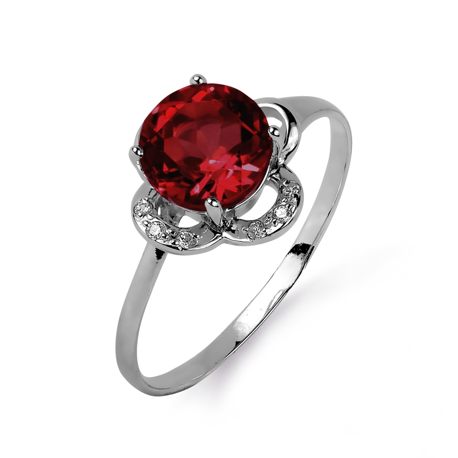 

Кольцо с гранатом и фианитами Линии Любви, Кольцо Т303015691