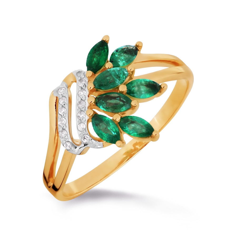 

Кольцо с изумрудами и бриллиантами Линии Любви, Кольцо Т141016306