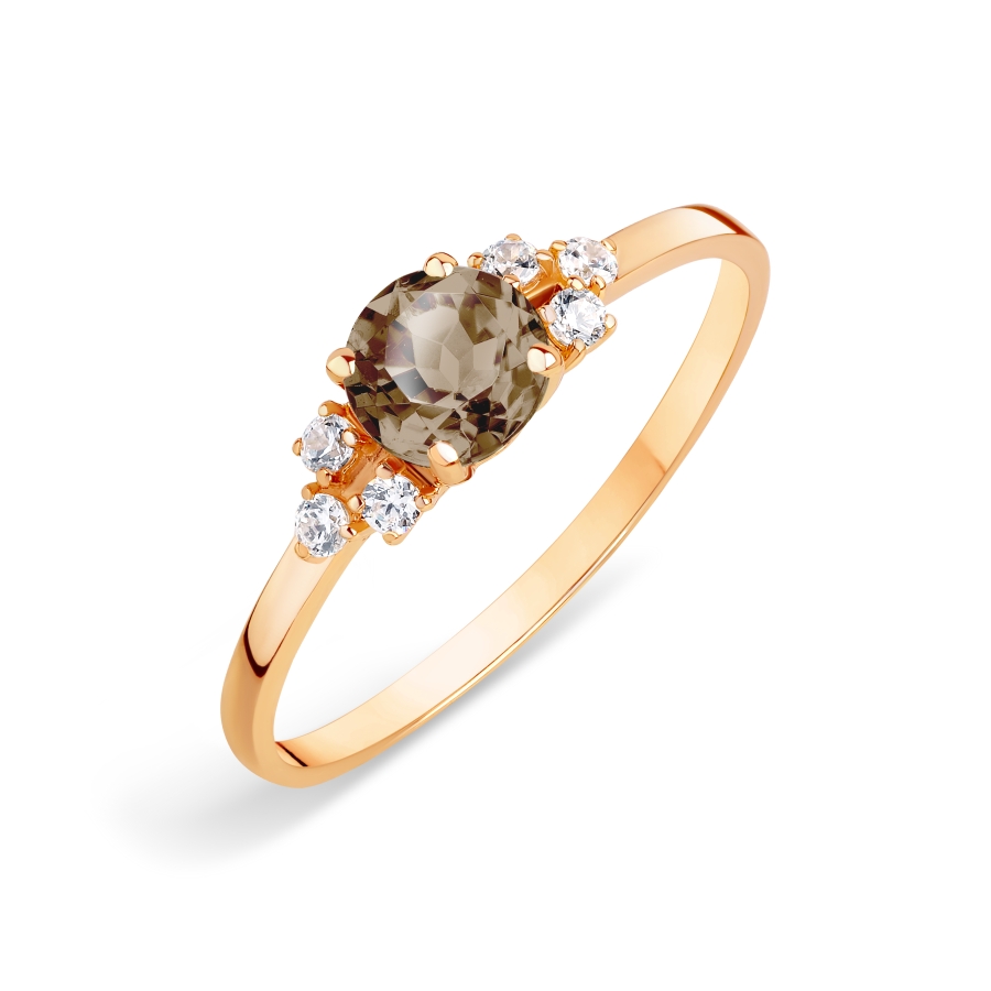 

Кольцо с раухтопазом и фианитами Линии Любви, Кольцо Т103015423