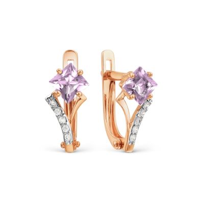 

Серьги с аметистами и фианитами Линии Любви, Серьги Т147028496