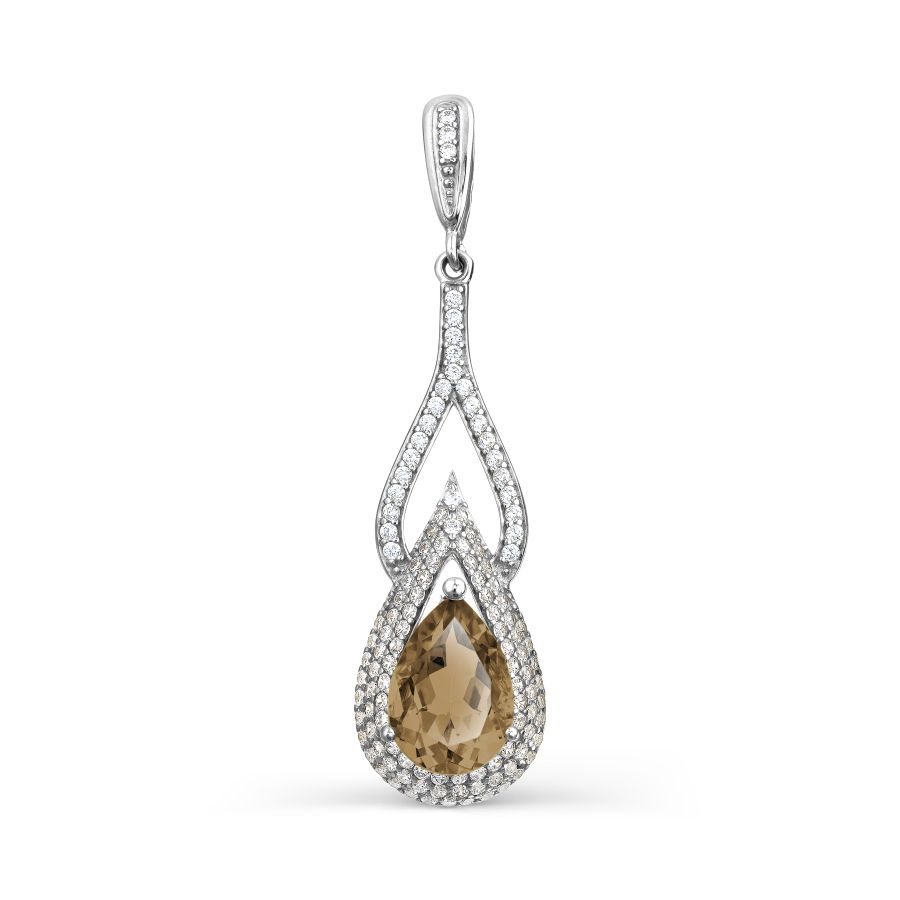 

Подвеска с раухтопазом и фианитами Линии Любви, Подвески и кулоны Т307034526