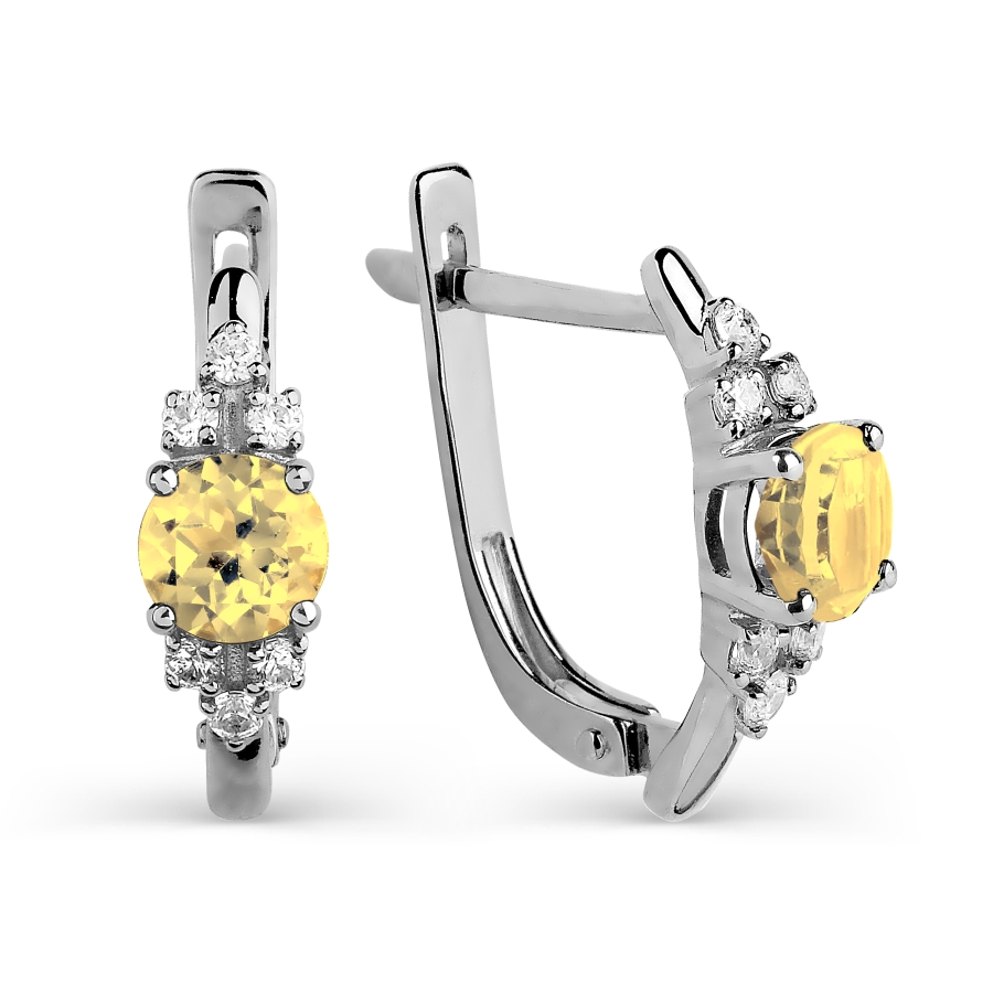 

Серьги с цитринами и фианитами Линии Любви