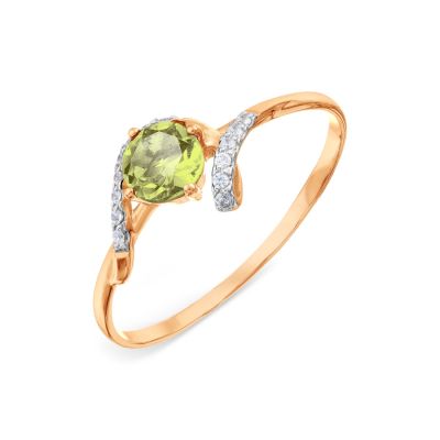 

Кольцо с хризолитом и Swarovski Zirconia Линии Любви, Кольцо Т143015721