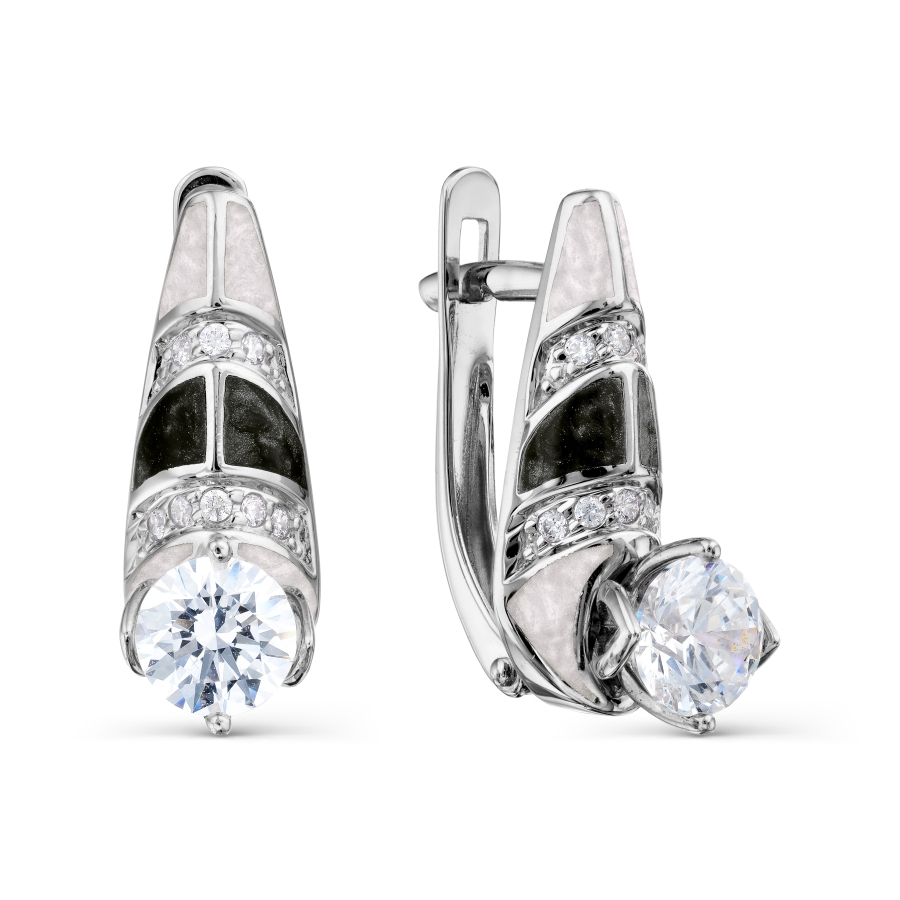 

Серьги с эмалью и Swarovski Zirconia Линии Любви, Серьги Т357028720