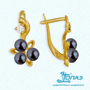 

Серьги с жемчугом и фианитами Линии Любви, Серьги Т908023420