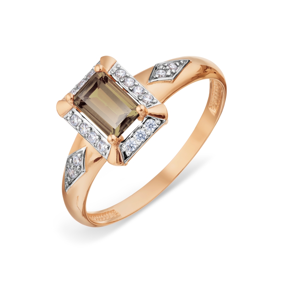 

Кольцо с раухтопазом и фианитами Линии Любви