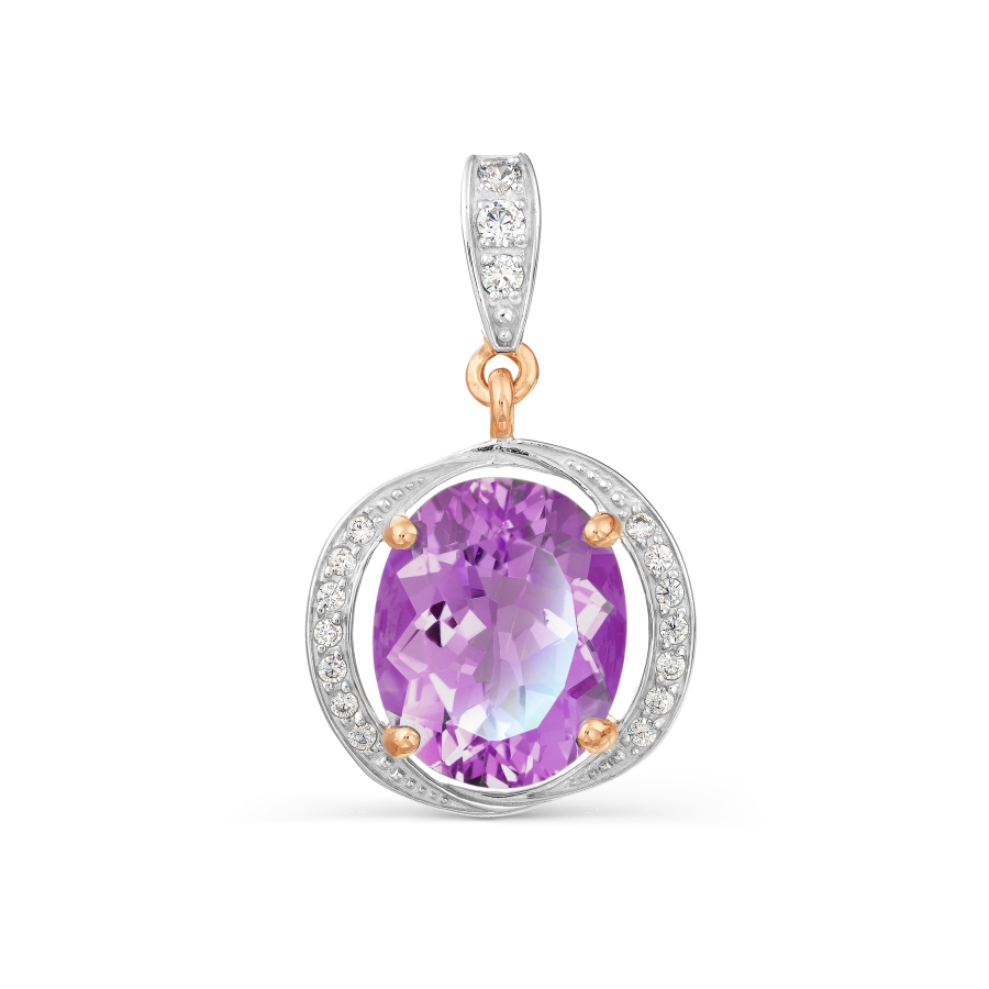 

Подвеска с аметистом и фианитами Линии Любви